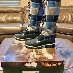 Timberland Women's Navy Patchwork Waterproof Boots